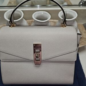 Henri Bendel Cream Satchel with Gold Hardware